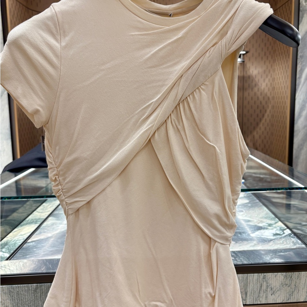 Carven Elegant Cream Draped Blouse 👚